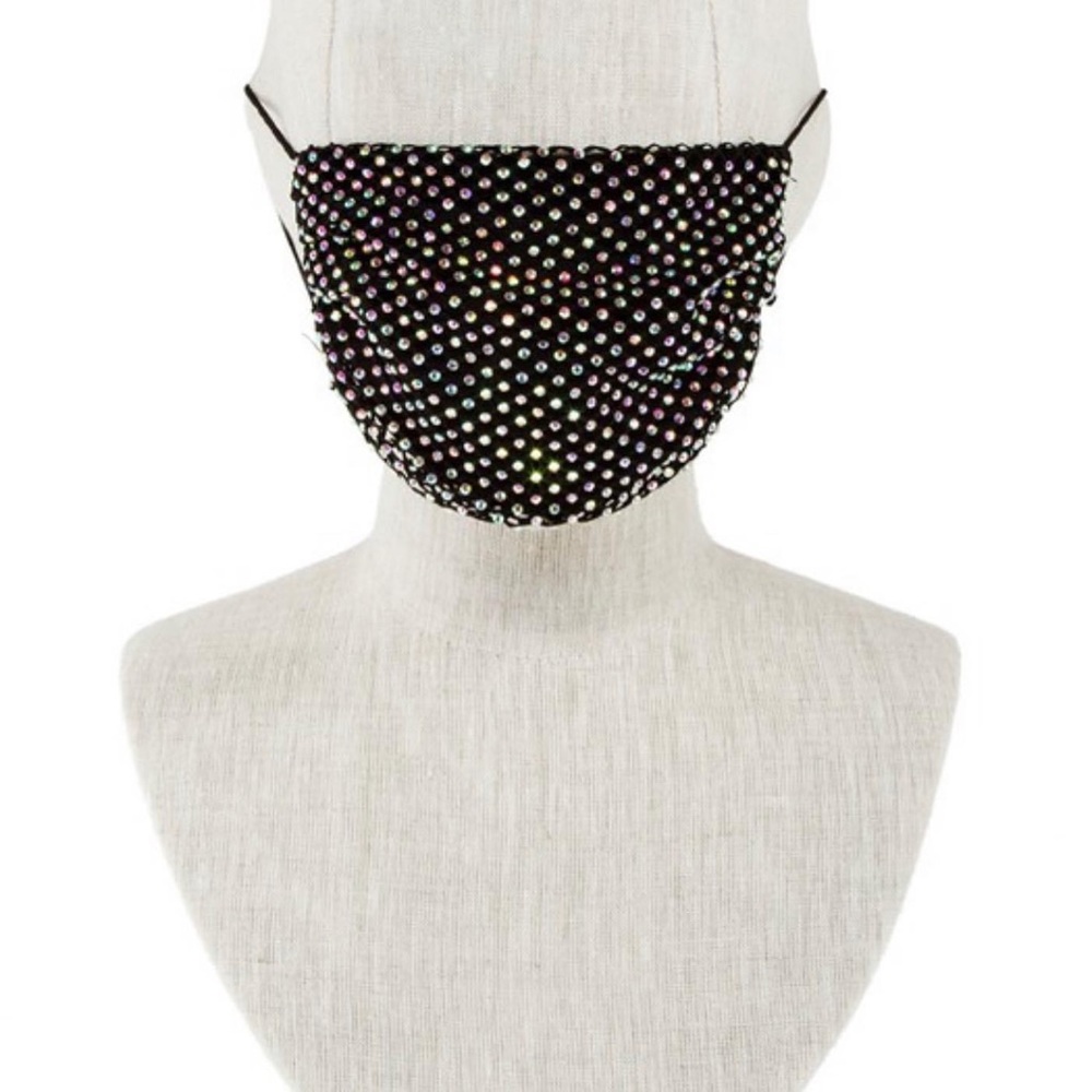 Adjustable Rhinestone Bling lined Mesh Masks - Picture 2 of 9